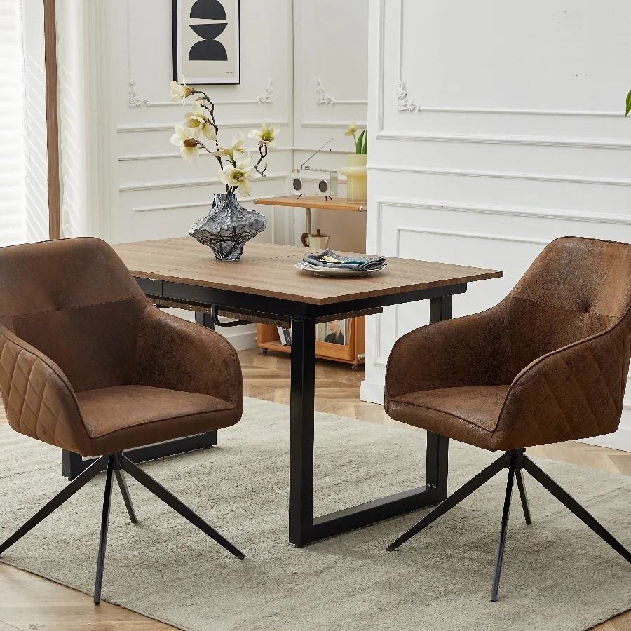 Modern  Chair (2-piece Set), Soft Cushions With Iron Tube Legs And Comfortable Backrests, Dining Rooms, Living Rooms, Cafes