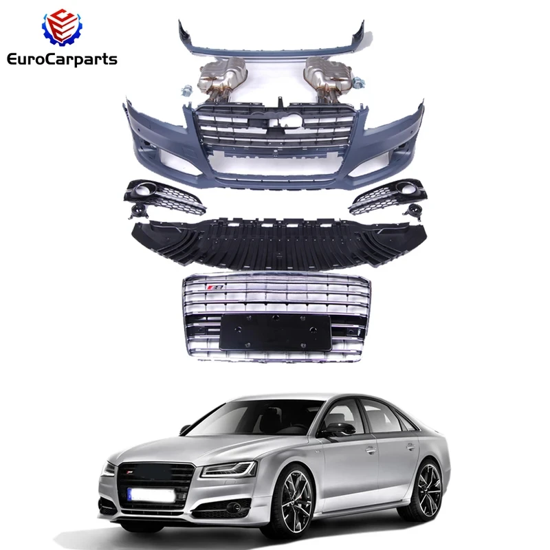 Body Kits Fit AD A8 2015/2016year to S8 Style Update PP Material with Exhaust System Auto Upgrade Facelift Set