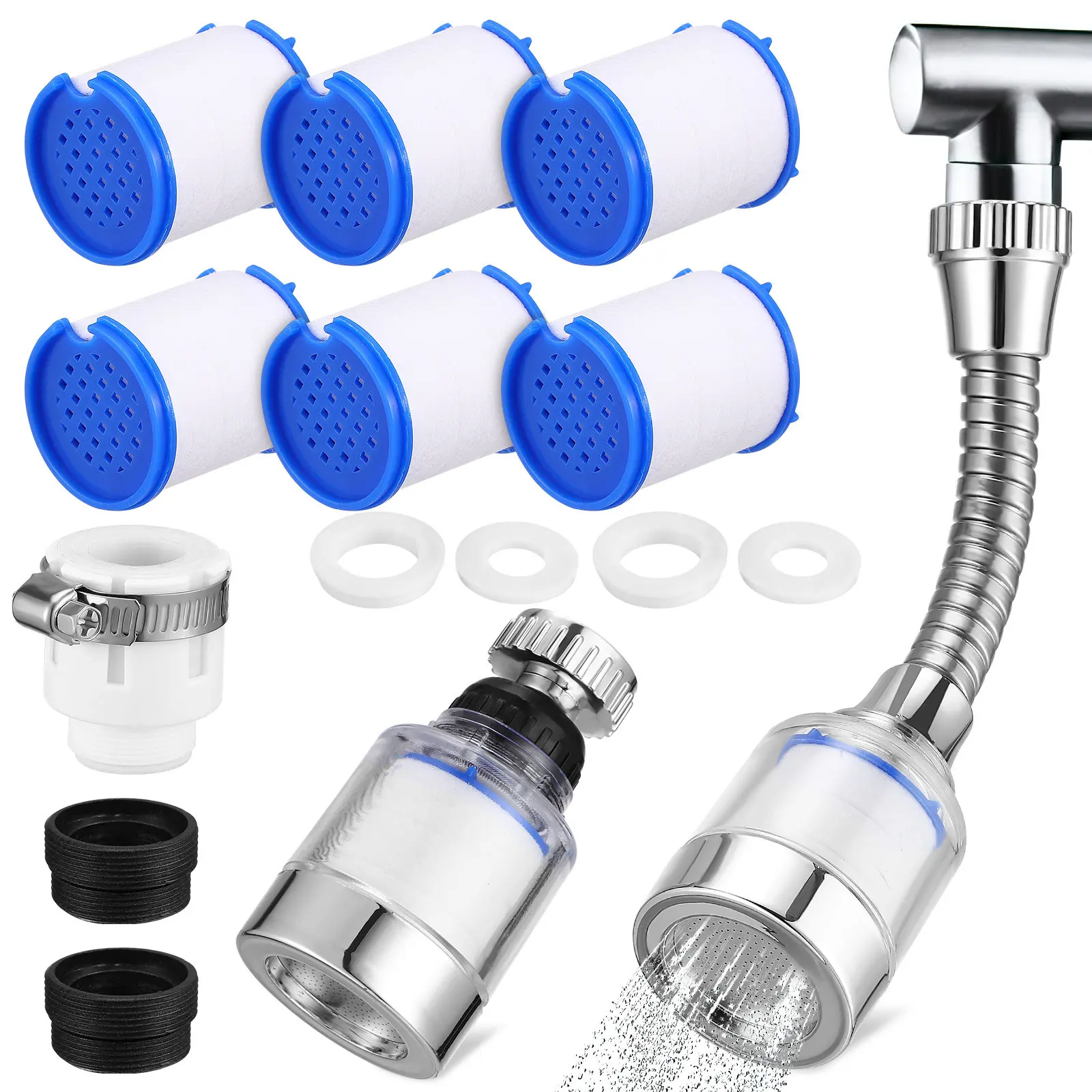 

360 Degree Rotating Faucet Filter Set Universal Sink Water Filter Fine Outlet Detachable Design for Kitchen Bathroom Basin Tap