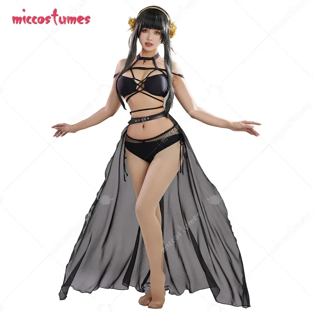 

CosplayWomen's Bikini Set Swimsuit Lace-up Two-Piece Bathing Suit Swimwear with Chiffon wrap Skirt and Headband