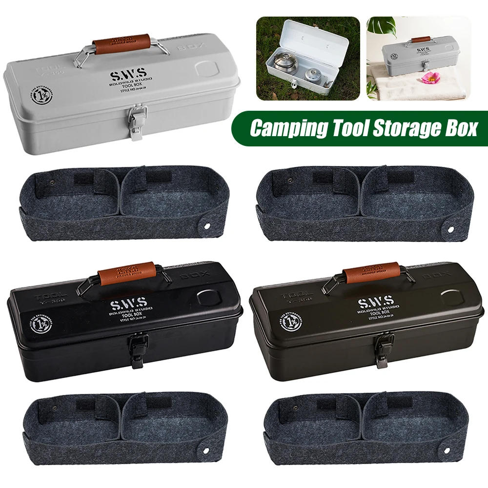 Camping Tool Storage Box with Handle Gardening Tool Box Anti-Slip Portable Carry Storage Box Camping Accessories