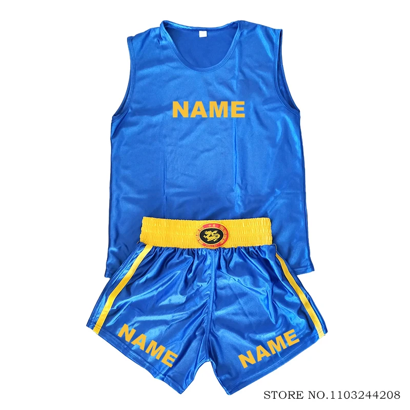 Boxing Shorts and Top Shirt Men Women Kids Boy Girl Custom Muay Thai Shorts T-Shirt Vest Sanda Kickboxing Martial Arts Clothing