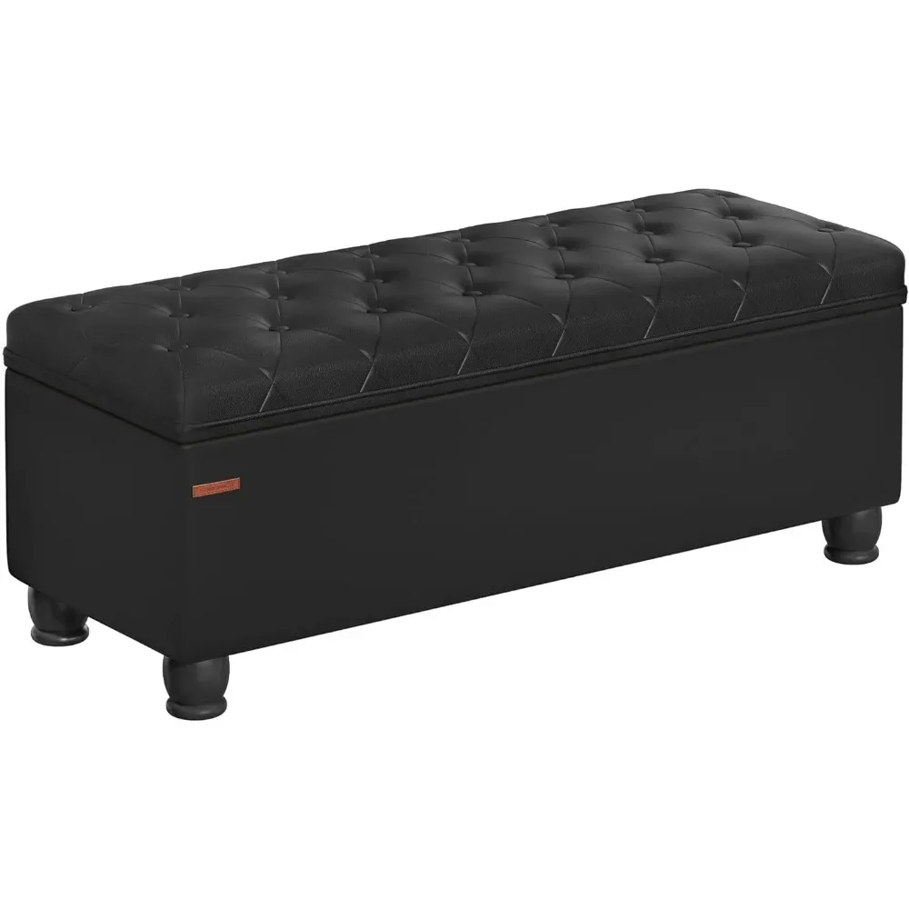 Stool Tufted Entryway Bedroom Bench Furniture Synthetic Leather Pouf Storage Ottoman Loads 330 Lb Room Freight free