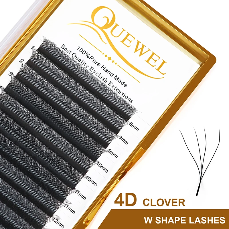 Quewel W Shape Lashes Extension 4D Four-leaf Eyelashes Wholesale Supplies New W-shaped Eye Lash C/D Curl Comfortable Natural