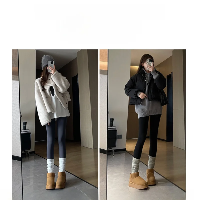 Pantalones de Yoga con forro de Fce de cintura alta, ropa de abrigo para mujer, pantalones de Arca, pantalones de capa Base de otoño, pantalones de Yoga ajustados de talla pequeña