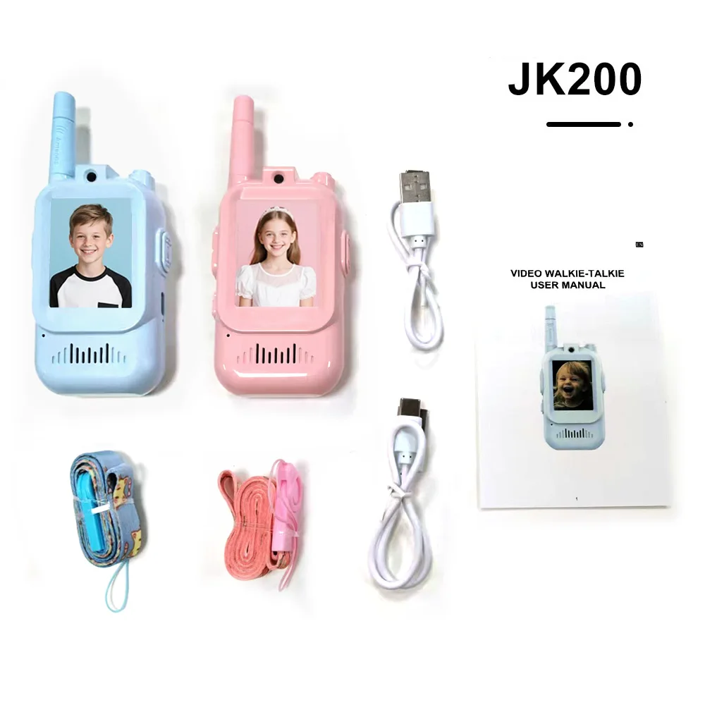 Walkie Talkies de Vídeo para Crianças, Pacote com 2, Intercomunicador Recarregável, Walkie-talkie Fofo com Tela de 2 Polegadas, Chamada com Um Clique, Intercomunicador de Vídeo Infantil