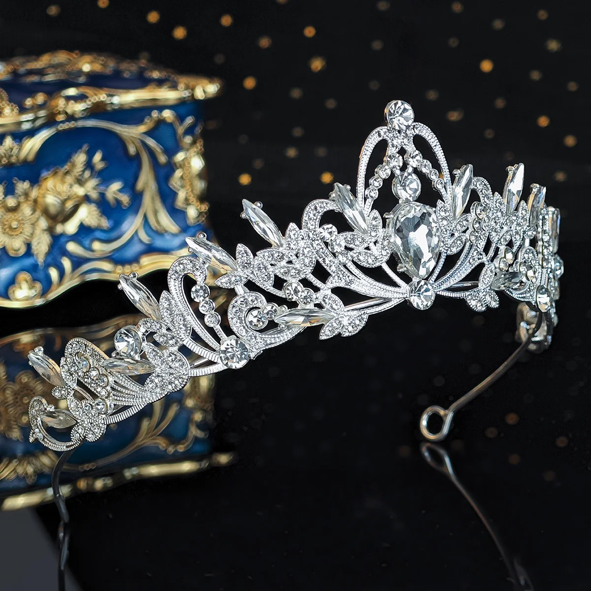 Silber Kristall Strass Prinzessin Kuchen Krone Braut Hochzeit Tiaras Geburtstag Party Mode Kopfschmuck Brautjungfer Geschenk für Frauen – Detail 7