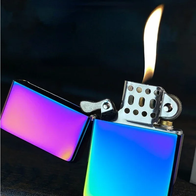 Zorro brass kerosene windproof lighter with personalized creativity, ultra-thin square angle smooth kerosene machine