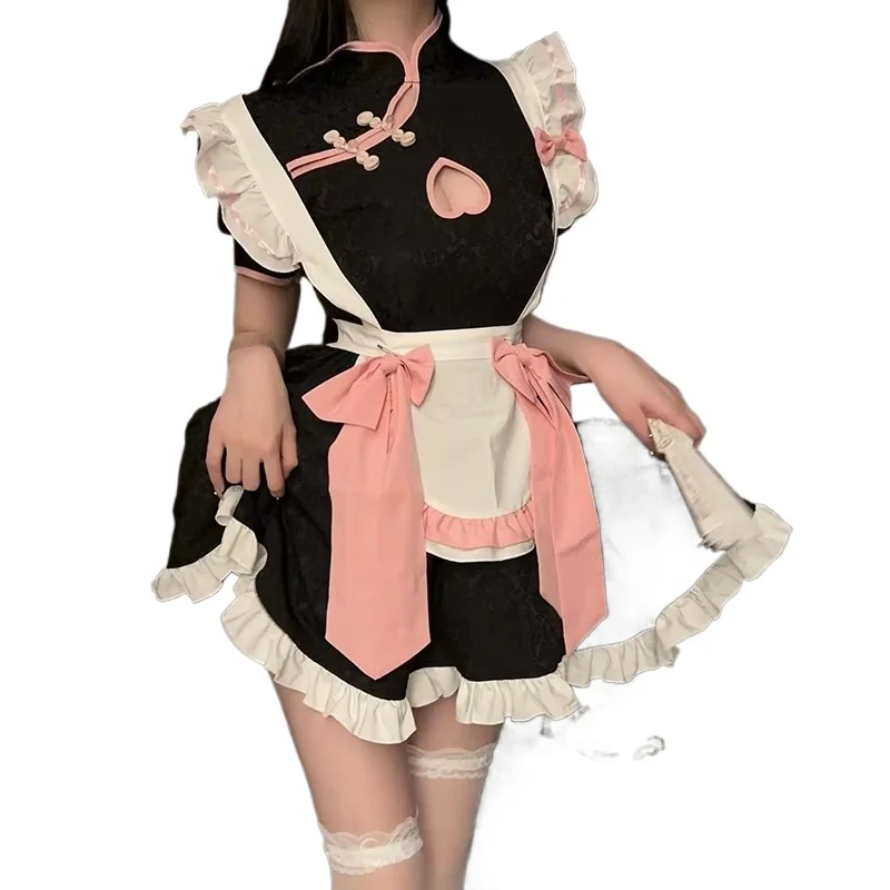 

Chinese Style Maid Lolita Cosplay Halloween Costume S-XL Women Cheongsam Dress Party Waitress Role Play Stage Animation Show New