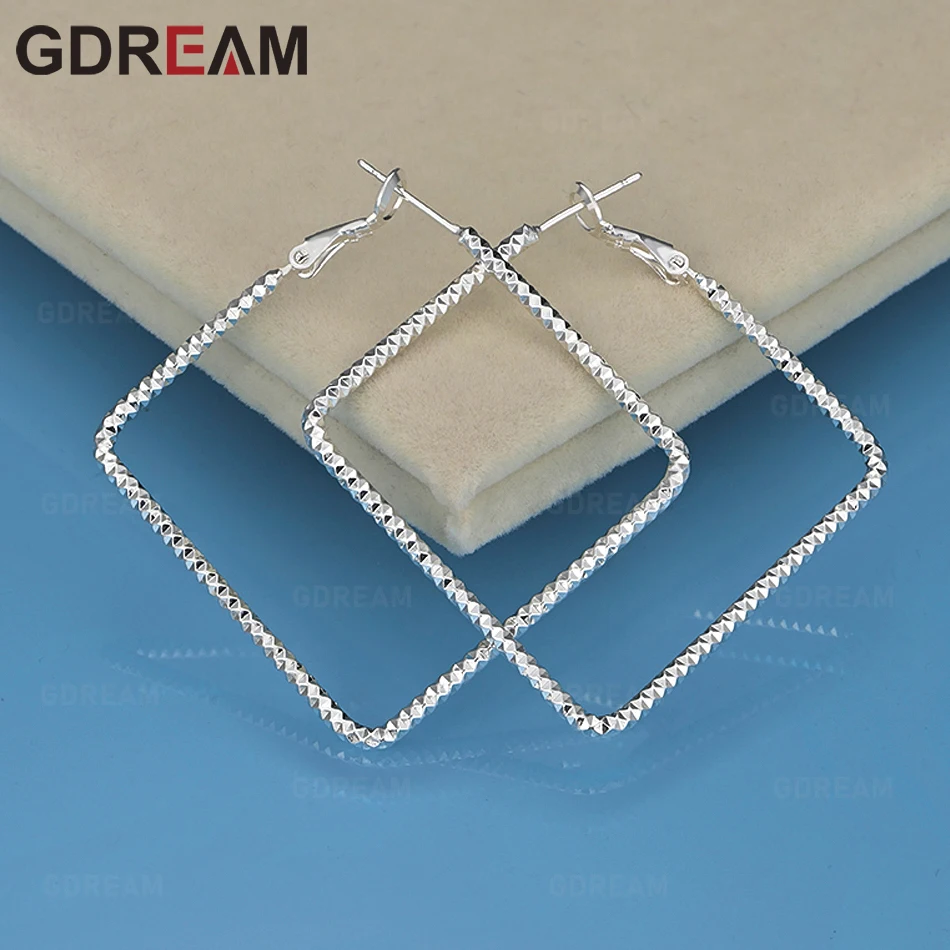 

GDREAM 925 Sterling Silver Frosted Large Diamond Earrings Retro Versatile Accessories Women'S Birthday Gift Jewelry