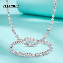 GRA Certified 4.5mm Flower Full Moissanite Tennis Necklaces Bracelet for Women 925 Sterling Silver Elegant Choker Luxury Jewelry