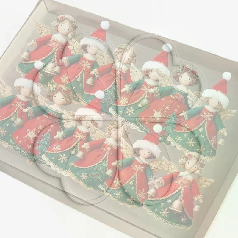 Wooden Christmas Tree Decorations 2D Flat Girl-Shaped Pendant 6/12/18Pcs Set for Xmas Party Home Holiday Decor