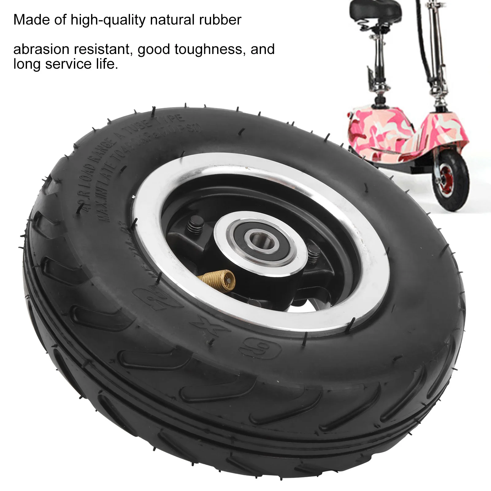

6x2 Tyre, 6x2 Pneumatic Wheel Inflatable Air Tire with Aluminum Alloy Hub Strong Grip for Electric Scooter