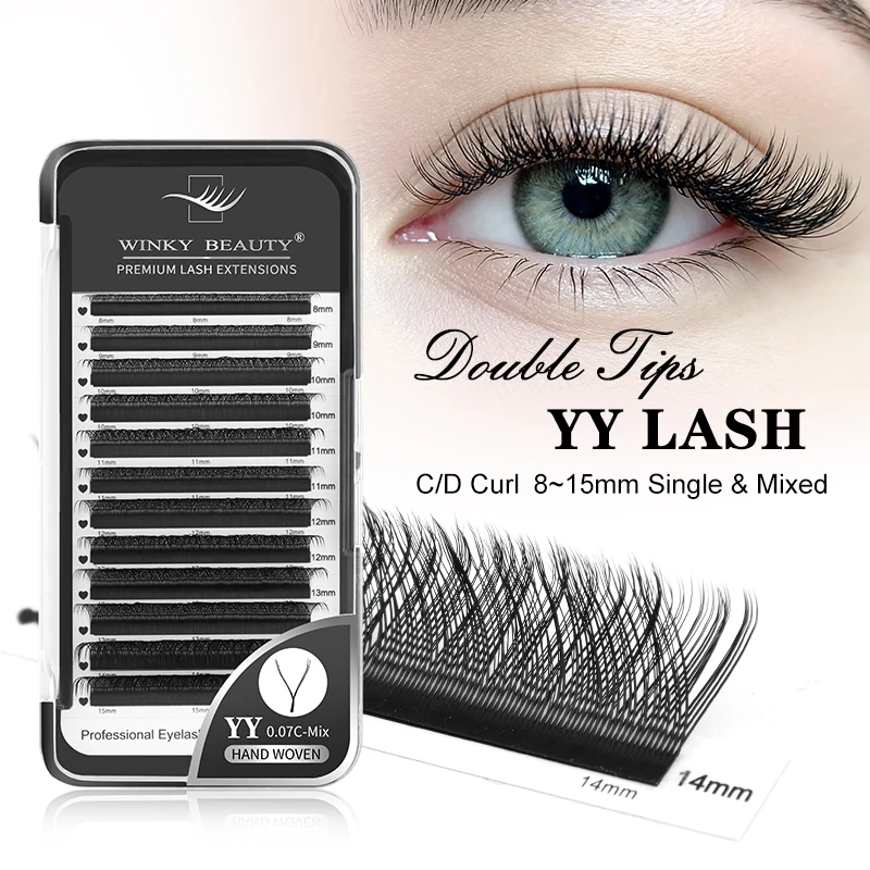Winky Beauty Soft YY Ultra Black Lash Y Shape 0.07 Two Tips Easy Fanning Premade Light Natural PBT For Makeup Flase Eyelashes