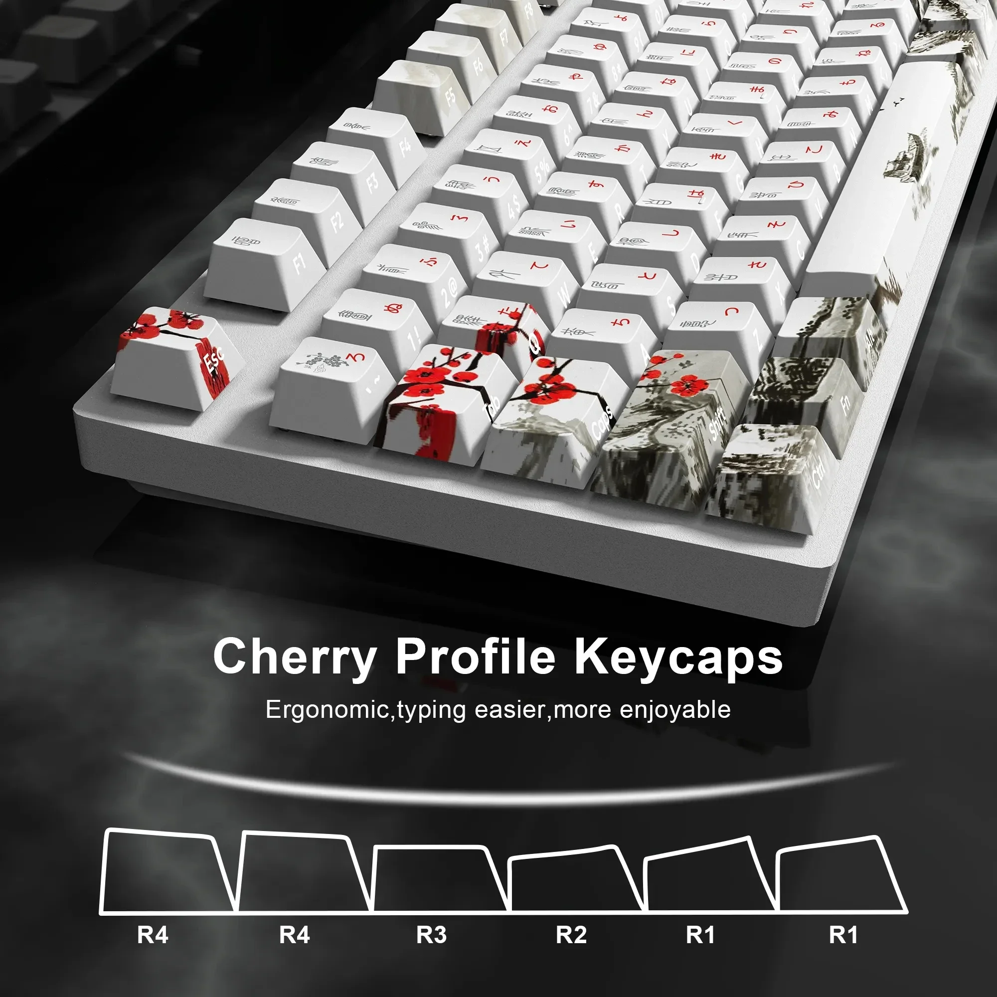 Double Shot pbt Keycaps 135 Keys Plum Blossom Custom Keycap Set Dye Sub Backlight Key Caps For MX Switch Russian Korean Cap