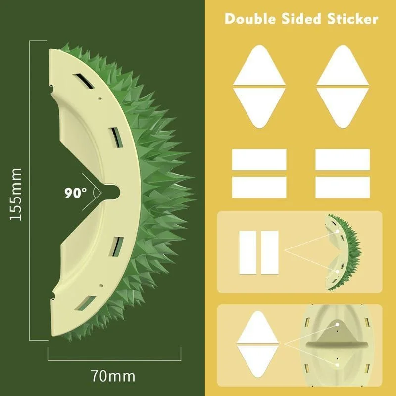 고양이 마사지 빗, 캣닙 두리안 모양, 고양이 마찰 셀프 그루머 빗, 애완 동물 그루밍 헤어 리무버 브러시, 벽 코너 브러시
