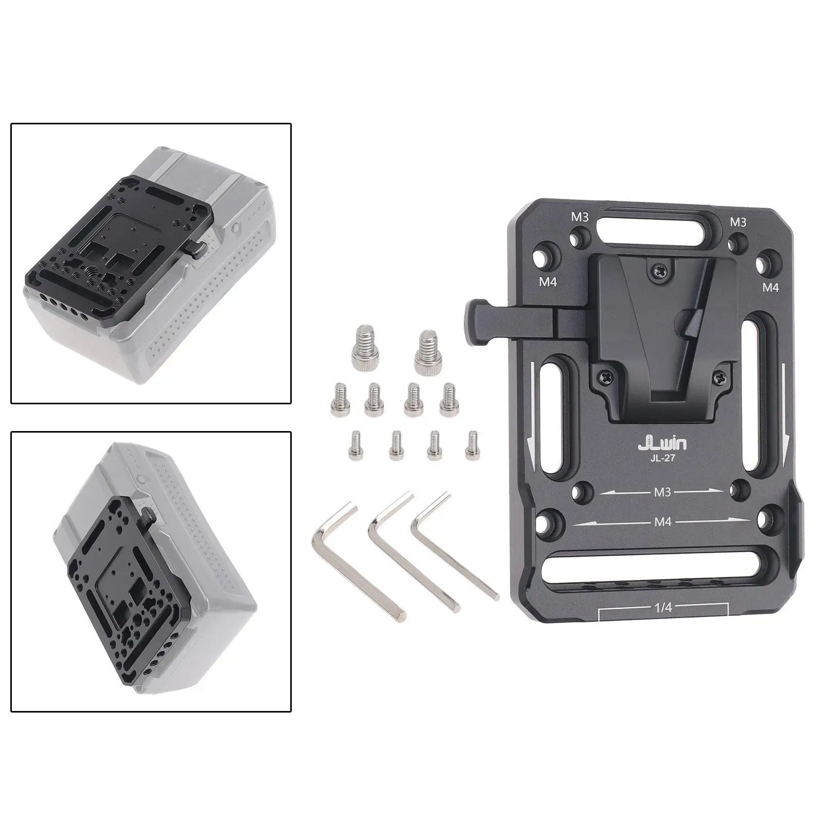 V Mount Battery Plate Adapter M3 M4 1/4" Holes Video Making DSLR Accessory Multipurpose Practical Battery Holder V Lock Plate