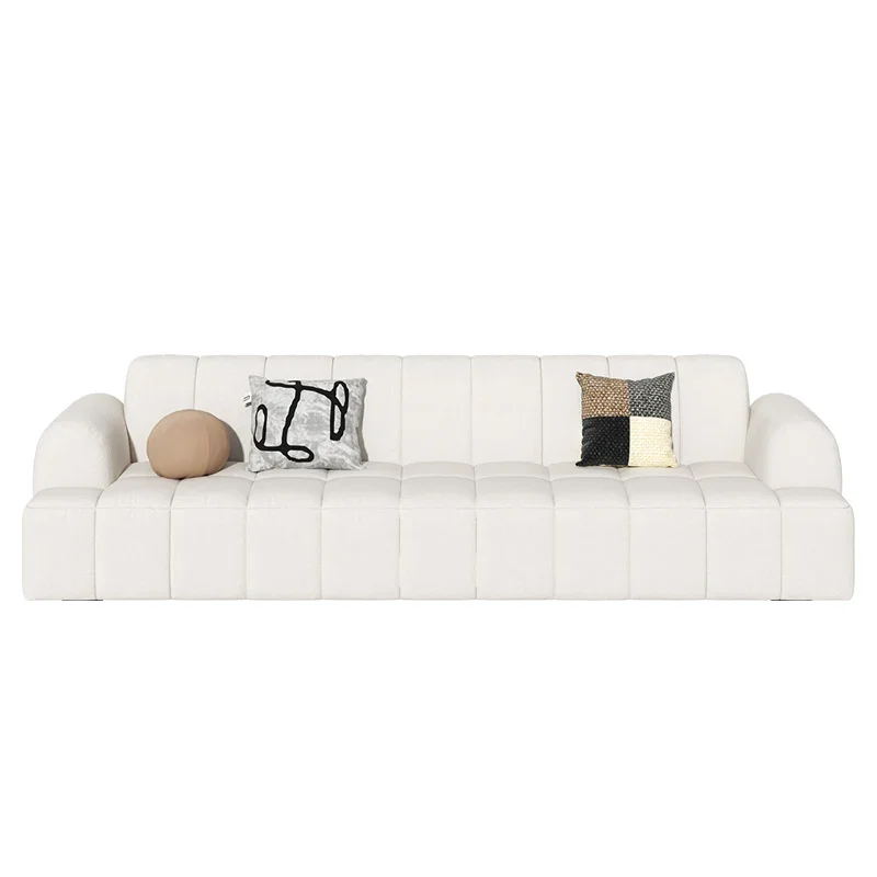 Cream wind marshmallow, cloud puffs, straight row sofa, simple modern home living room, small apartment clothing store