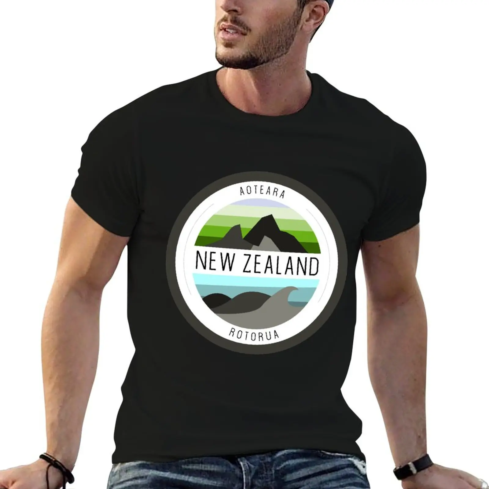 New Zealand Sticker T-Shirt oversized graphic tee basketball graphic tees men workout shirt