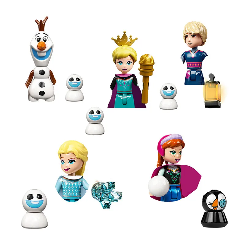 Fairy Tales Princess Girl Beauty Beast Cinderella Anna Olivia Frozen Model Character Building Blocks Children\'s Toys Gifts