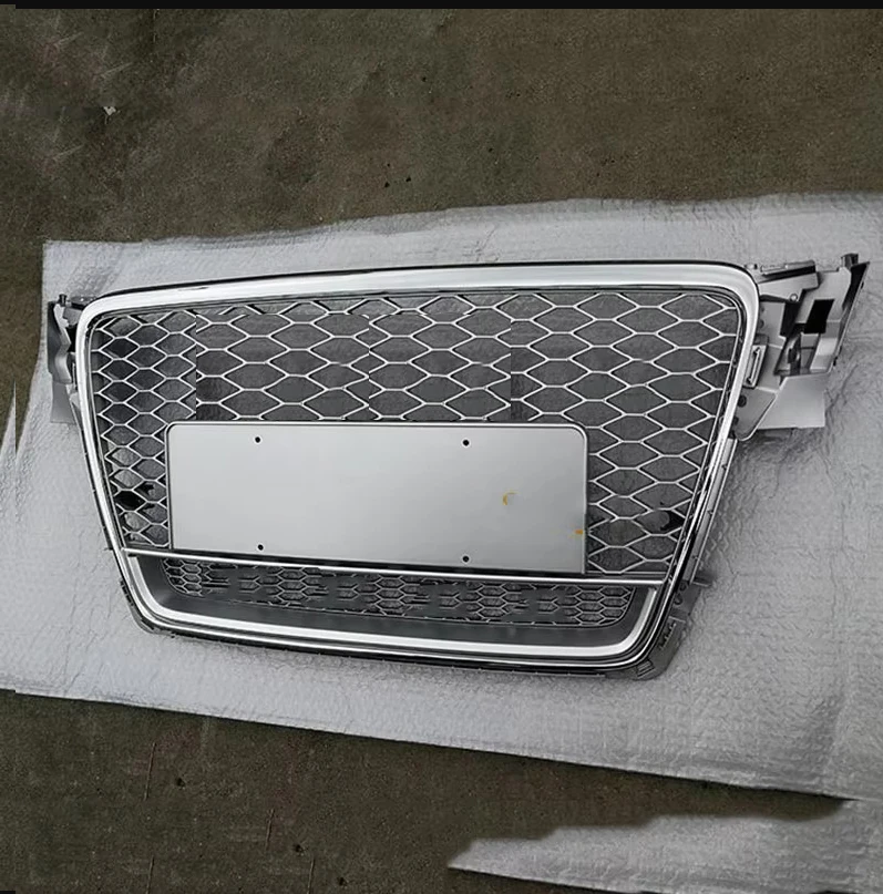 FRONT MESH RS4 STYLE BUMPER HOOD HEX GRILLE Silver FOR AUDI A4/S4 B8 8T 2009 09 2010 10 2011 11 2012 12