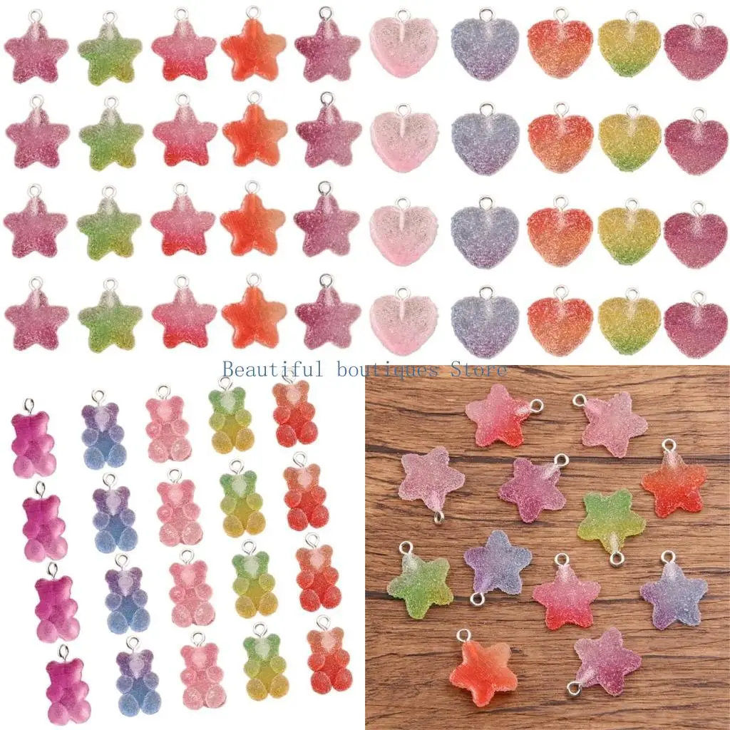 

U4LF Cartoon Bear DIY Charm for Necklace Vibrant Heart Star Pendant Accessories