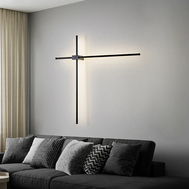 Modern Black White Cross Line Led Wall Lamp Living Room Bedroom Decoration Wall Light Bar Loft Home Sconce Lighting Fixtures