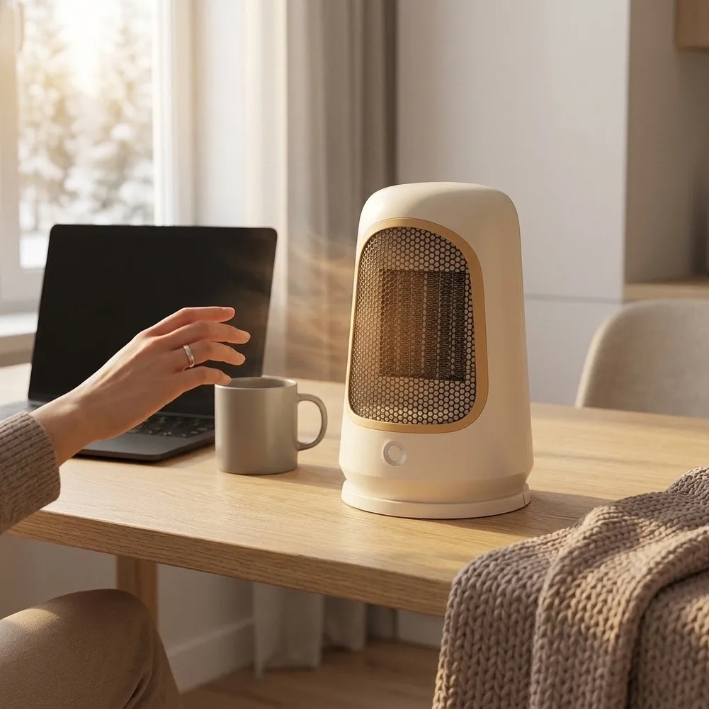 Small-Sized Electric Heater with Warmth Technology Overheat Prevention Tip-Over Detection and Dual Fan Control