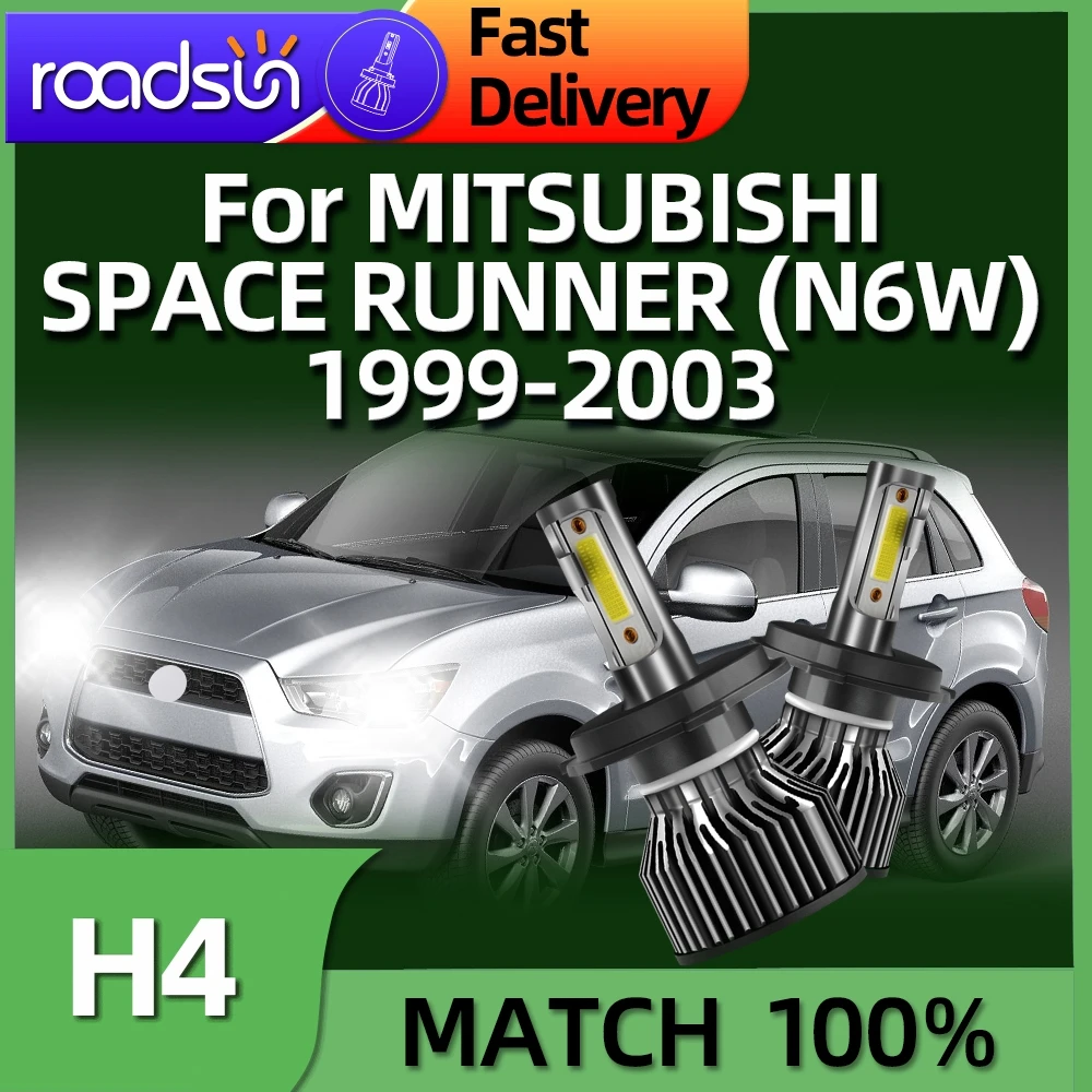 

Roadsun LED 6000K White Light Bulbs H4 Hi-Lo Beam 150W For MITSUBISHI SPACE RUNNER (N6W) 1999 2000 2001 2002 2003