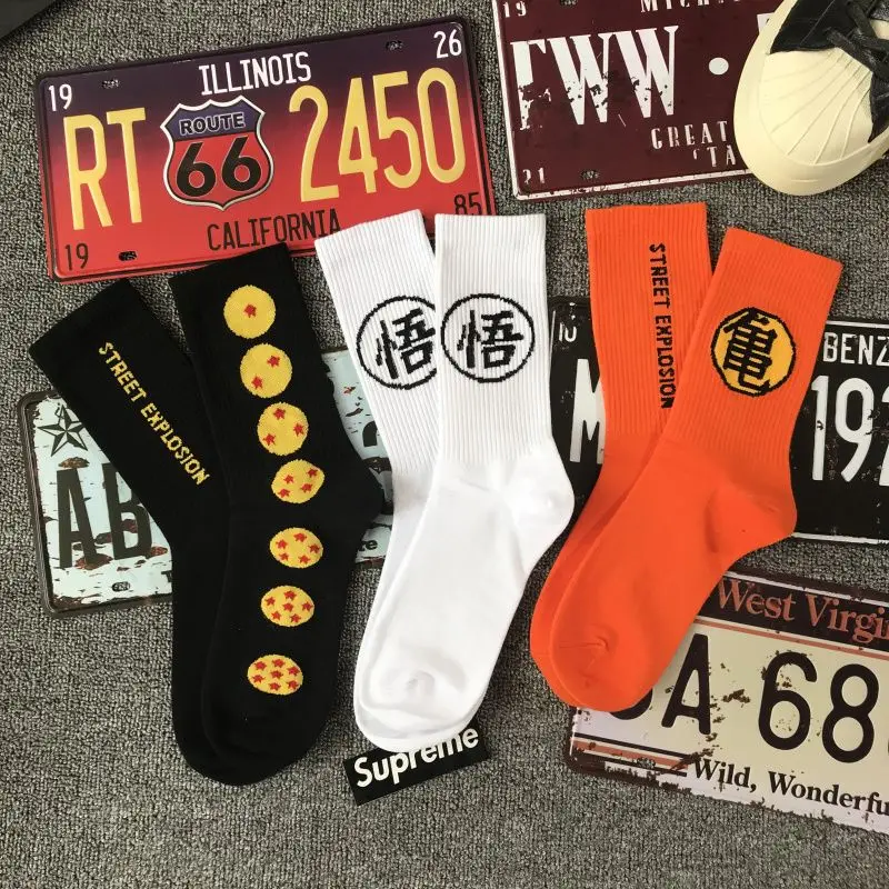Calcetines de algodón para hombre y mujer, medias japonesas ins de marca Harajuku Dragon Ball Goku Turtle hip hop, calcetines para montar en monopatín de anime de dibujos animados