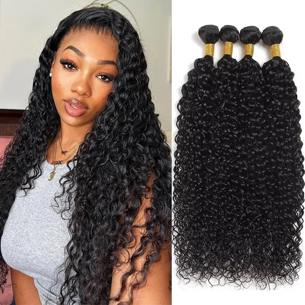 

Human Hair Bundles Water Wave 4 Bundles Brazilian Virgin Water Wave Bundles Human Hair for Women Wet and Wavy Bundle Black Color
