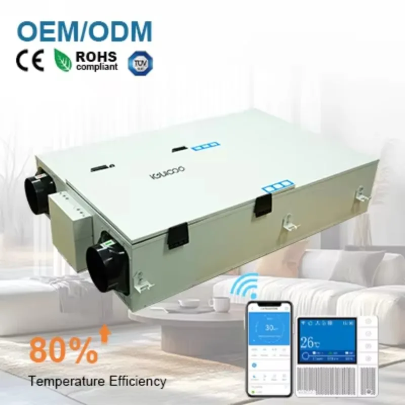 Home Use Centrifugal Fans Ventilation Recuperator With Heat Recovery And Preheating/Precooling Function Includes Heat Pump