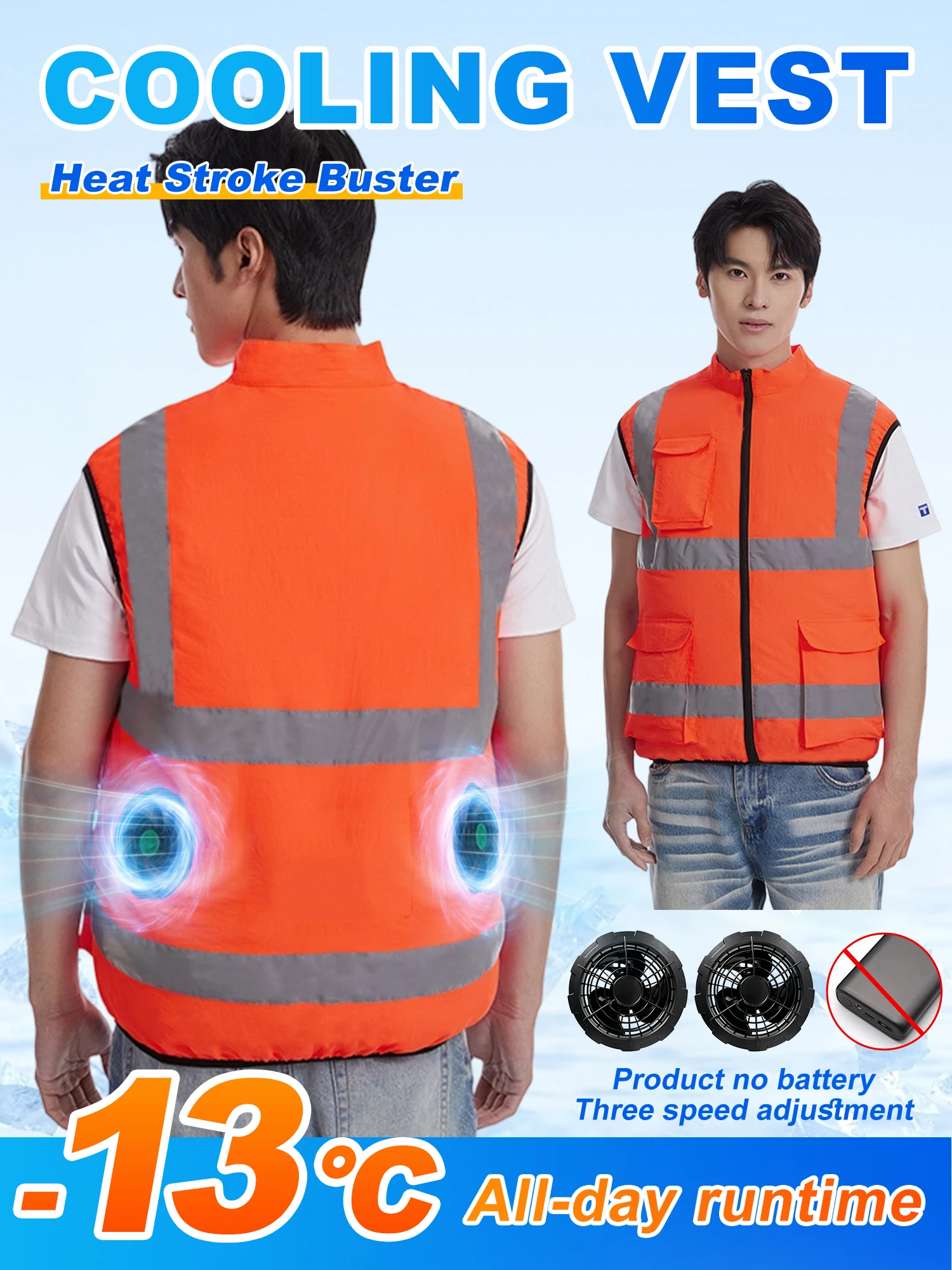 Summer Worker Cooling Vest Men Fan Vest Air Conditioning Clothes Fan Work Clothes USB Fan Jacket Cooling Clothes Fishing Vest