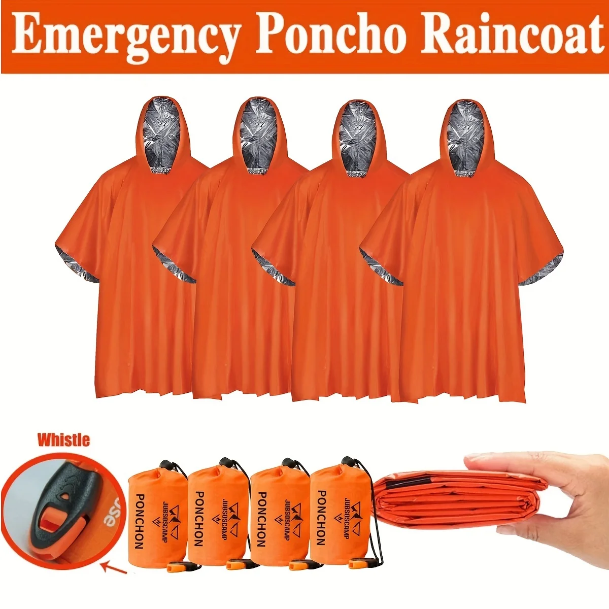 

4 pieces emergency cape survival raincoat Mylar space blanket Lightweight portable insulation 90% body heat survival equipment