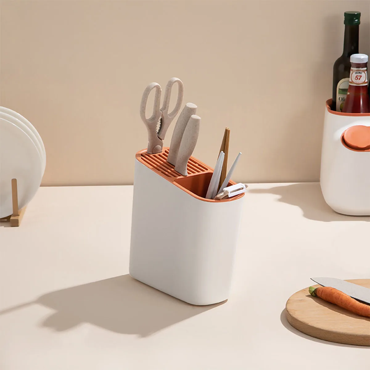 1pc Multifunctional Kitchen Cutlery Rack Inclined Chopstick Cage Plastic Storage Organizer Tableware Knife Chopsticks Holder