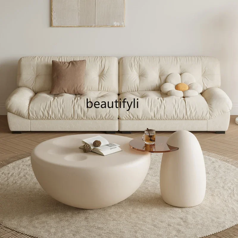 S كريم نمط القط باو الحديثة الحد الأدنى غرفة المعيشة المنزل شقة صغيرة مستديرة الحجم طاولة شاي مستديرة مزيج الأثاث #4