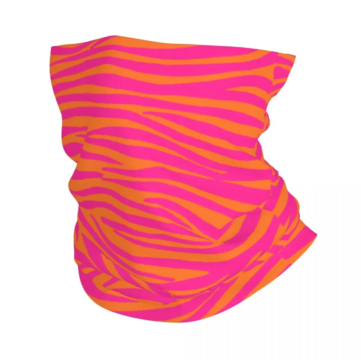 Pink And Orange Zebra Stripes Bandana Neck Gaiter Printed Balaclavas Magic Scarf Cycling Riding for Men Women Adult Washable