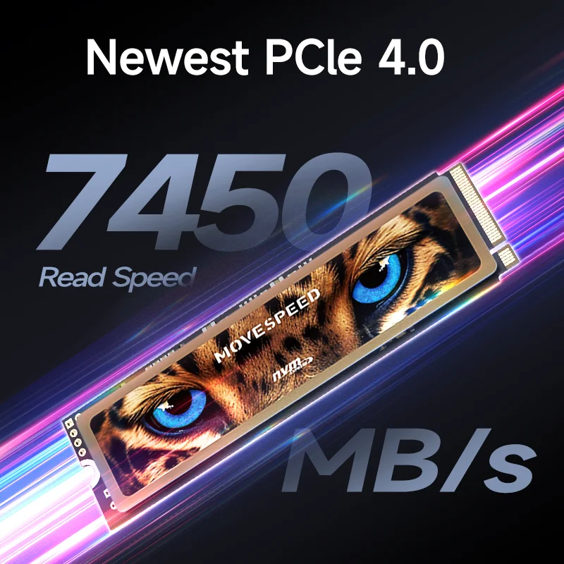 MOVESPEED SSD  M2 2280 NVMe 7450MB/s Solid State Drive with DRAM Cache 1TB 2TB 4TB M.2 PCIe 4.0x4 SSD Drive for PS5 PC Laptop