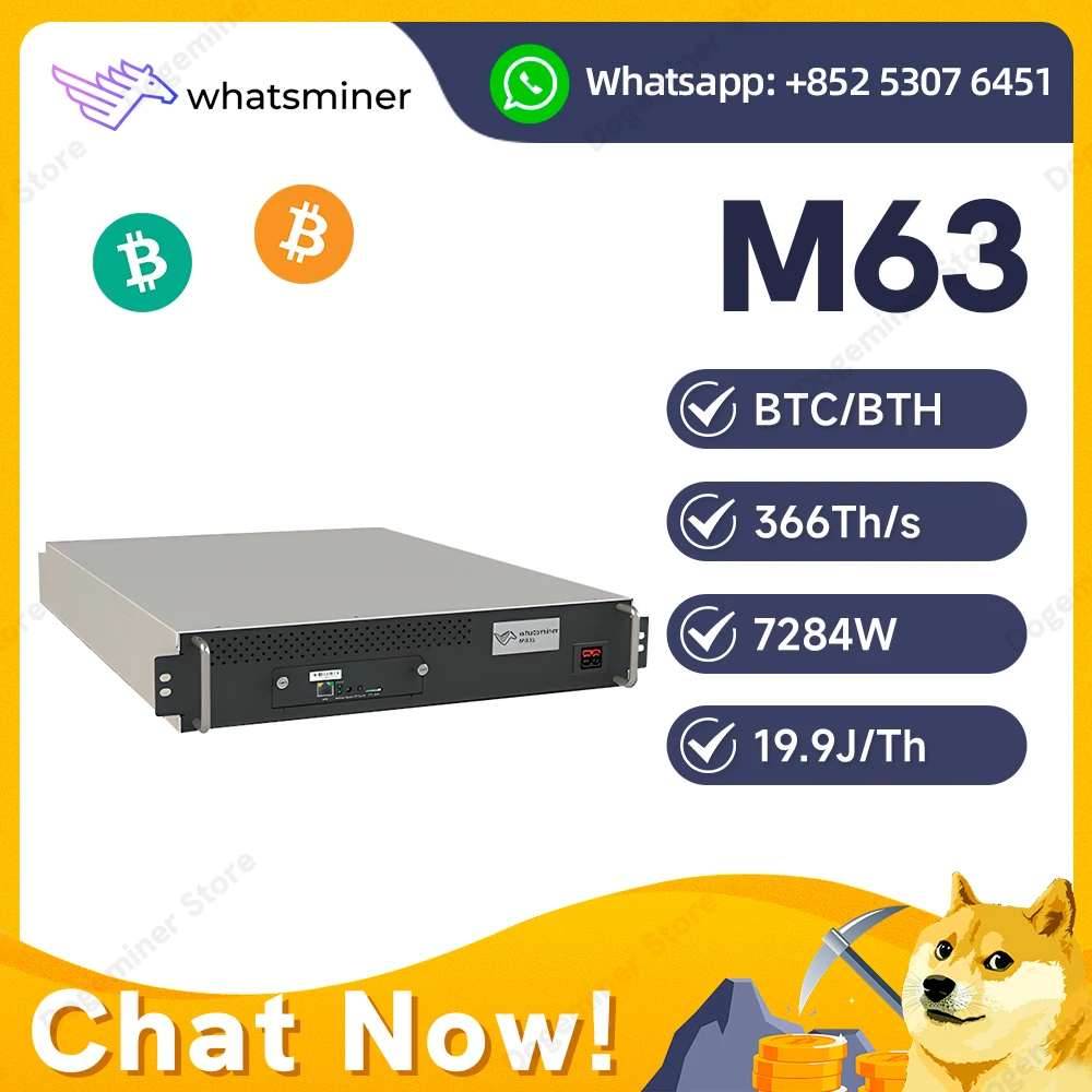 MicroBT Whatsminer M63 368T 19.9J/TH Asic Hydro Miner Bitcoin BTC Miner Asic Mining Machine Cryto Mining Miners