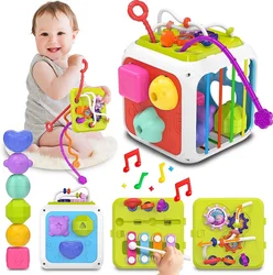 Juguetes 7 en 1 para bebés de 0 a 6 y 12 meses, clasificador de formas sensoriales, juguete de cuerda para tirar, juguetes educativos Montessori para niños de 1, 2, 3 años