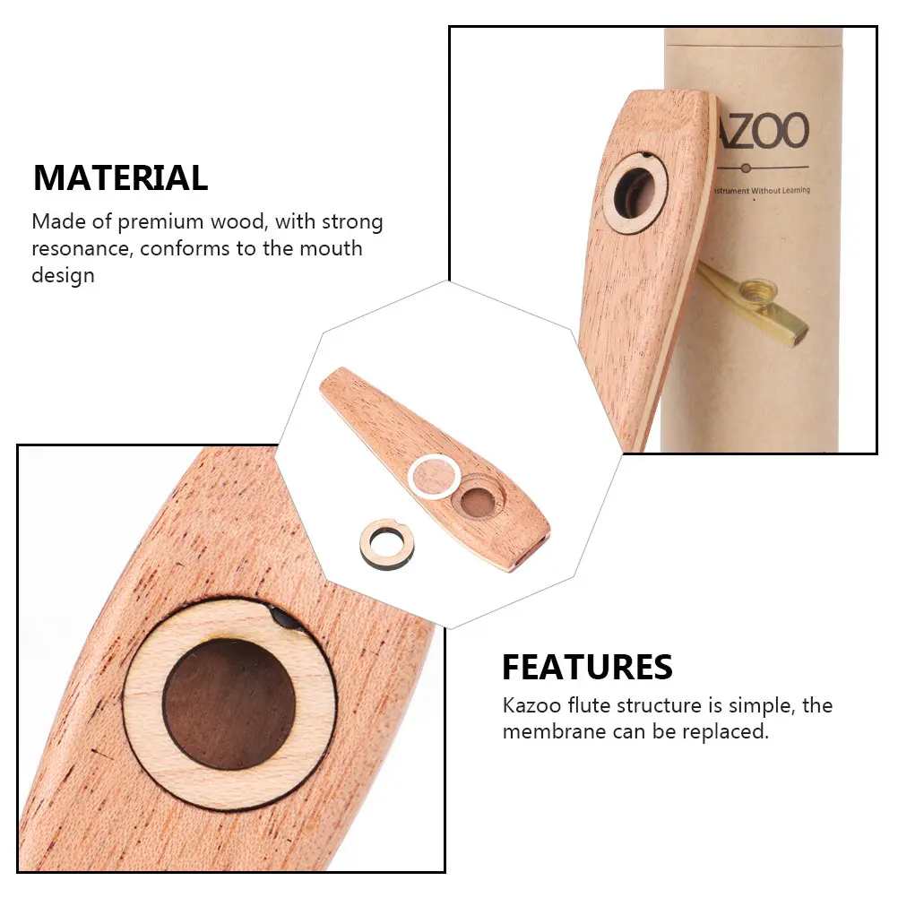 

1Pcs Wood Kazoo Handcrafted Diaphragm Design Hum-Activated Sound Ideal for Orff Instruments Educational Use Portable Music Tool