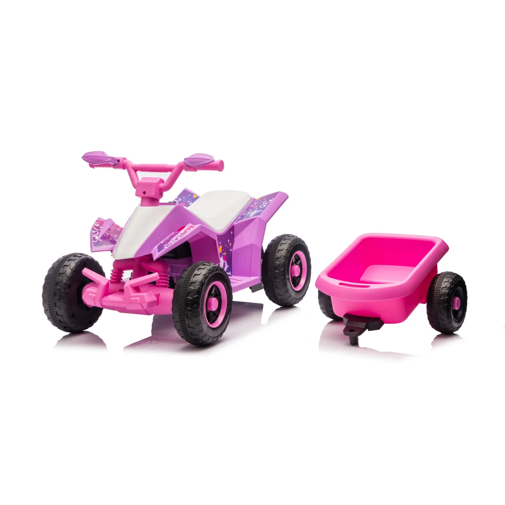 6V Battery Powered Kids Electric Vehicle, Kids Ride on ATV, 4 Wheeler Quad w/Headlights, MP3, USB, Volume Control, Large Seat