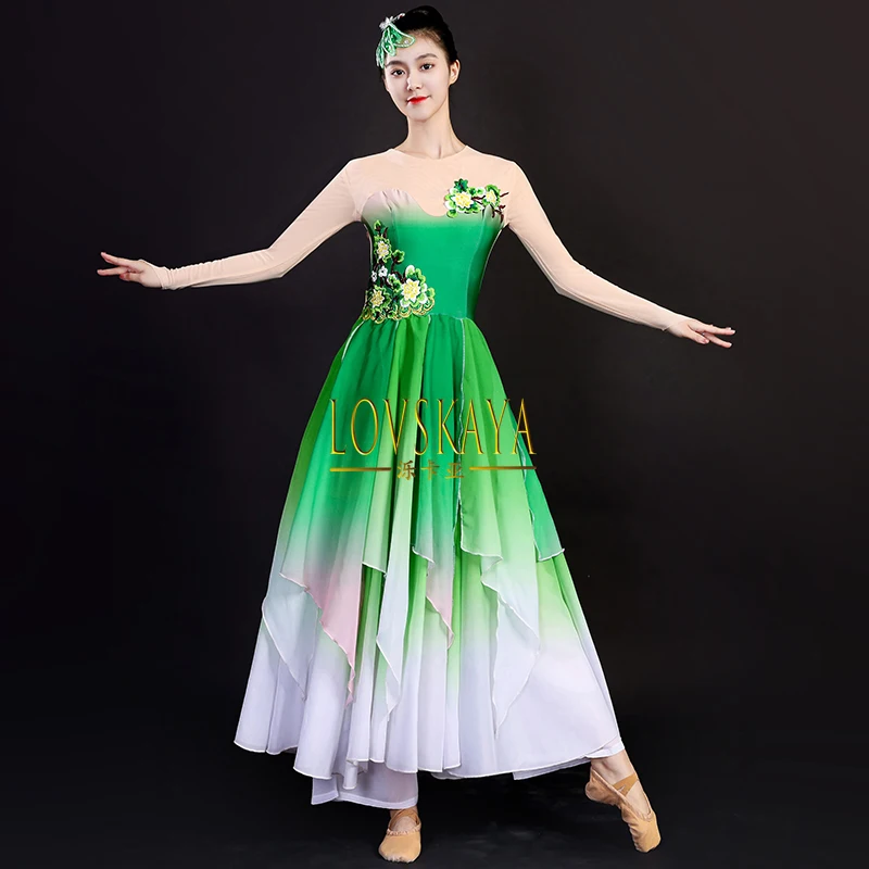 Gradient classical dance performance costume for women large swing skirt art examination set modern jasmine dance costume