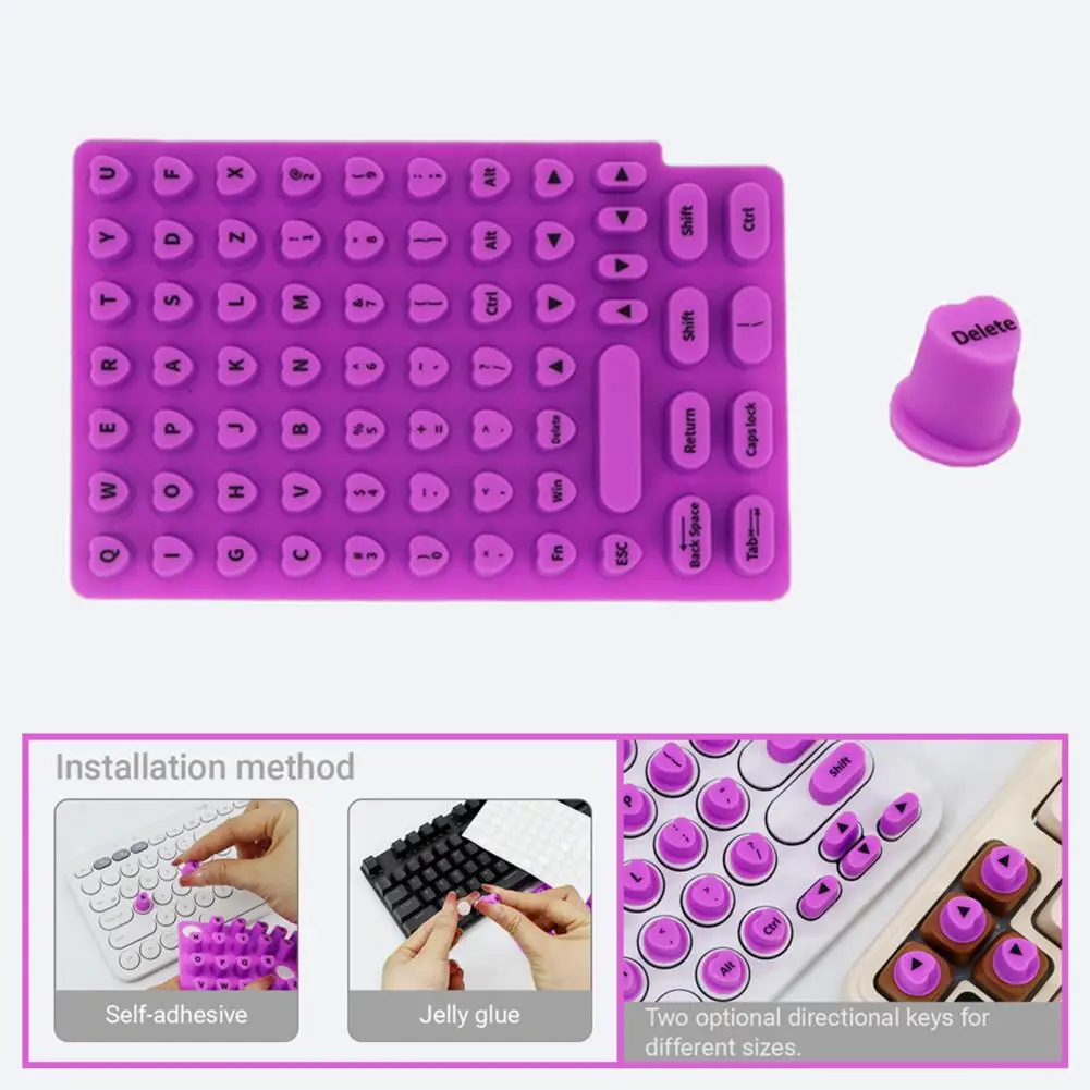 Keycap Sticker for Manicure Nail Care Keyboard Accessory Silicone Keyboard Sticker Set for Long Nails Gaming 70 Pcs for Office