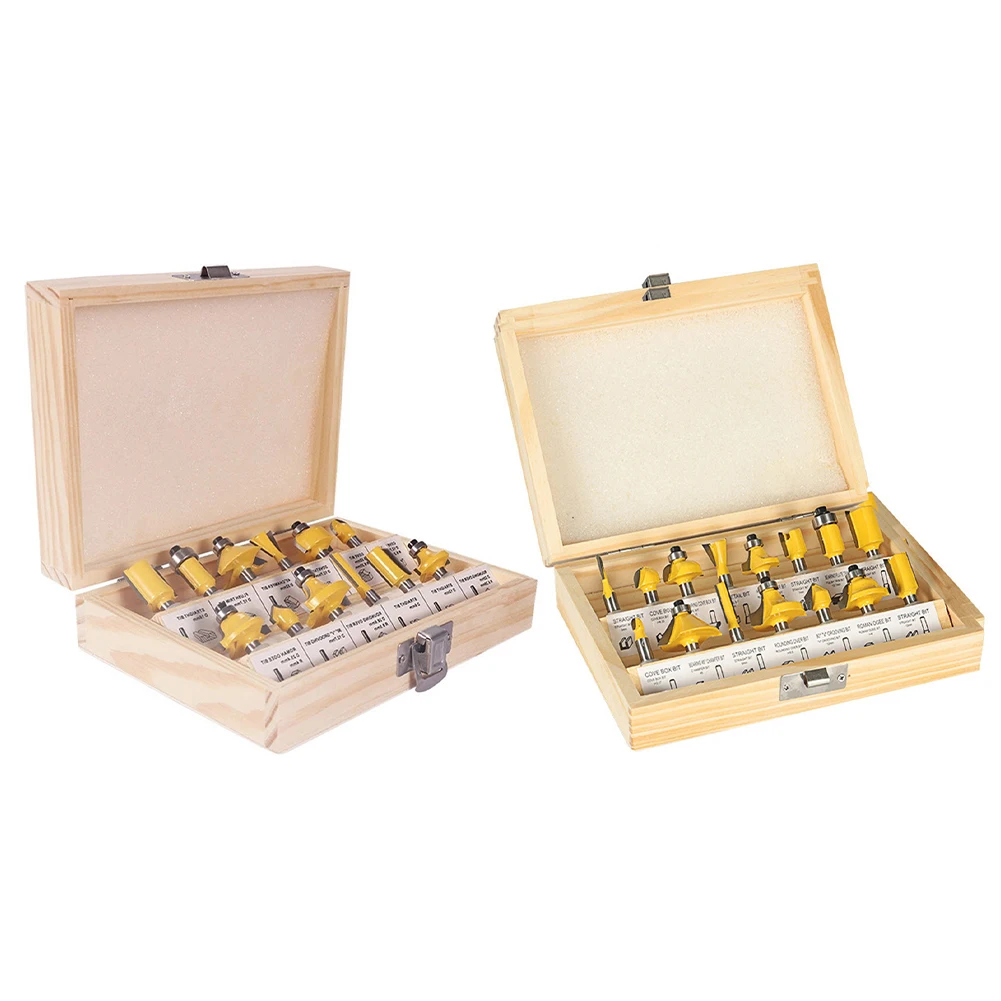 High Performance Engraving Machine Trimming Set with Yellow Woodworking Milling Cutters 8MM Handle Yellow Color