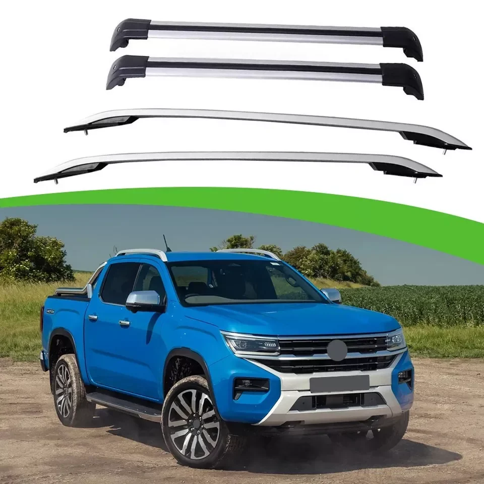 4Pcs Fit for VW Amarok 2023 2024 Aluminium Top Side Rail Bar Roof Rail Rack Crossbars Cross Bar