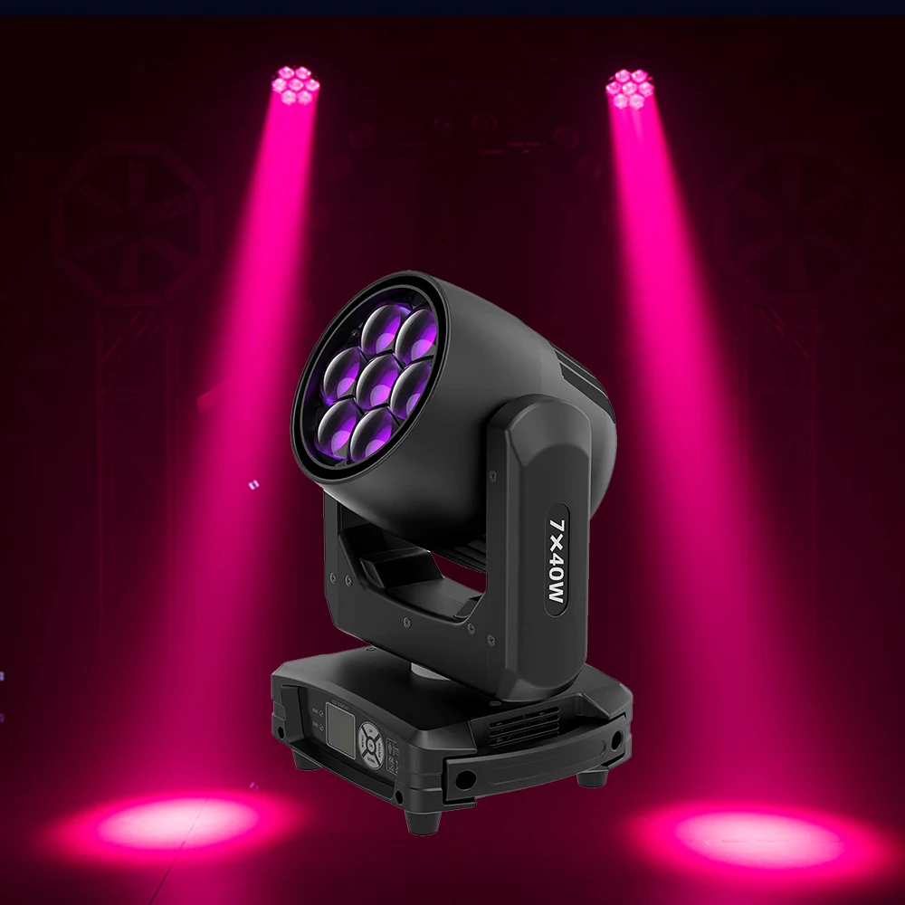 Super Bright Led Moving Light 7x40W RGBW 4 IN 1 Bee Eye Beam Wash Moving Head With Zoom Function Unlimited Rotate Flower For DJ