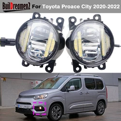2IN1 30W H11 Car External LED Fog Light DRL For Toyota Proace City 2020 2021 2022 Fog Daytime Running Lamp Assembly Styling