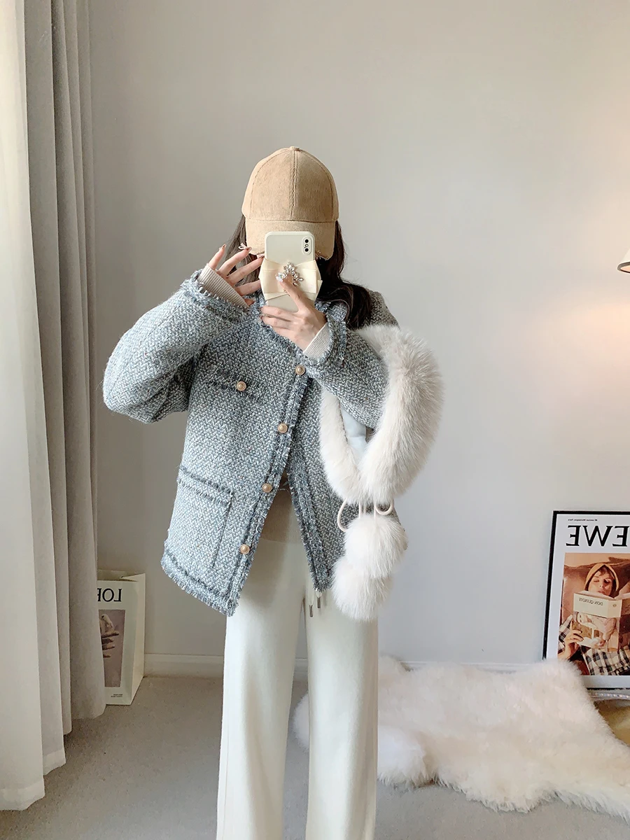 

Ruu Home Ele шерстяной плащ женский осенне-зимний новый Sle Ladylike Thiened из смеси полиэстера и шерсти