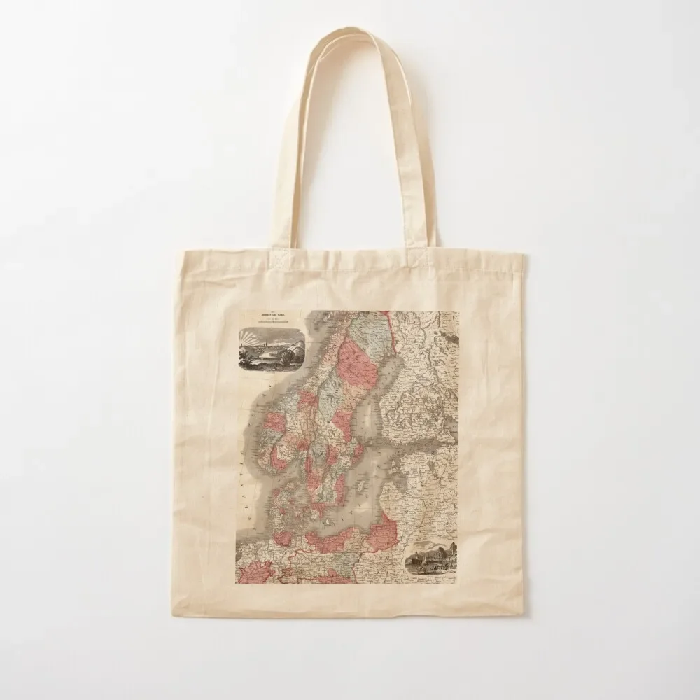 

1864 Vintage Map of North Europe: Prussia, Norway, Sweden and Denmark Tote Bag large tote bag hand bags Tote Bag